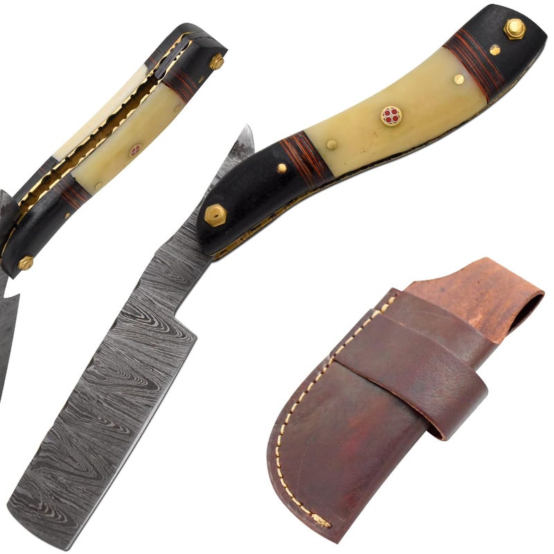 Old Ram Straight Razor | Straight Edge-Razor Sharp High Hardness Real Damascus Steel Cutthroat Straight Edge-Blade | Barber Razor (349) - Image 1